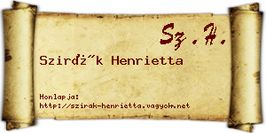 Szirák Henrietta névjegykártya
