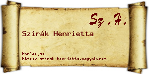Szirák Henrietta névjegykártya